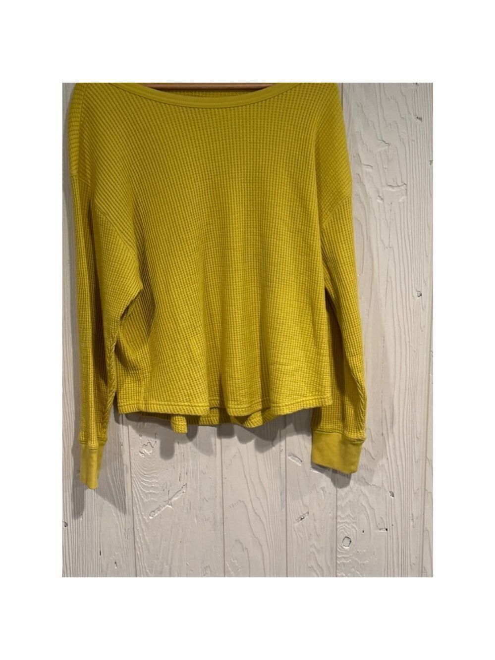 Gap Yellow Waffle Knit Long Sleeve Shirt Extra Large